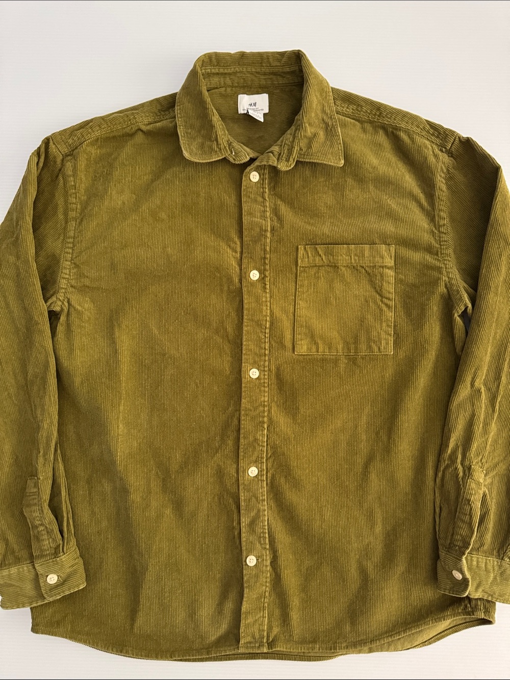 H&M Olive Corduroy Button-Down Shirt